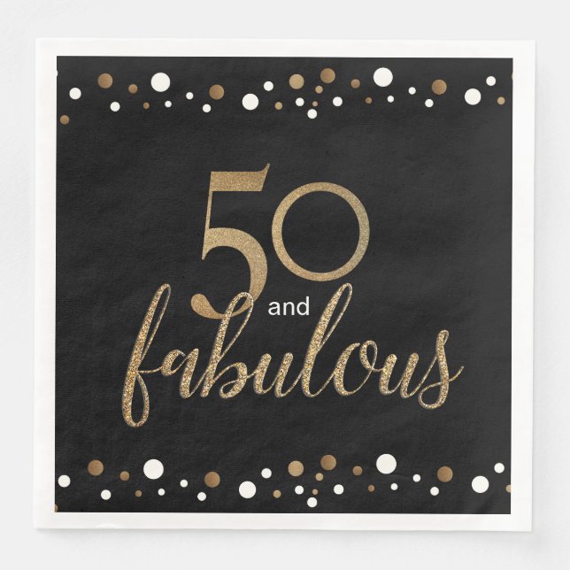 Black Gold 50 und fabelhafte 50. Geburtstag Serviette (Vorderseite)