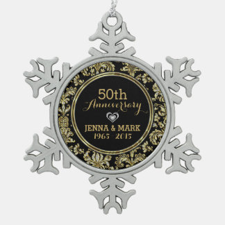 Black & Gold 50. Wedding Anniversary Ornament 2a