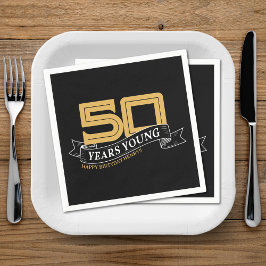 Black & Gold 50 Years Young Banner 50. Geburtstag Serviette