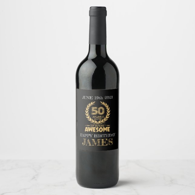 Black & Gold 50e Anniversaire Vins Étiquettes (Devant)
