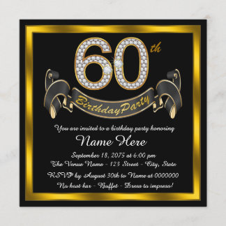 Black Gold 60. Geburtstagsparty Einladung