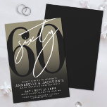Black Gold 60-jähriges Party Einladung<br><div class="desc">Feiern Sie 60 Jahre Liebe mit dieser modernen Einladung zum 60. Hochzeitstag. Das Design ist mit einem goldenen Imitat-Hintergrund versehen, der hinter einem schlichten Graustufen-Schwarz-Farbverlauf liegt und einen eleganten, auffälligen Look bietet. Eine große schwarze "60" dehnt sich über den größten Teil der Karte aus, mit einem handgeschriebenen, weißen "60"-Skript, das...</div>