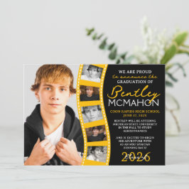 Black & Gold 6 Foto Filmstrip Grad Ankündigung