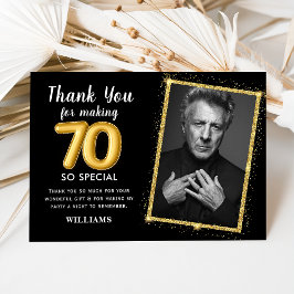 Black Gold 70. Erwachsene Geburtstagsfeier Foto Ei Einladung