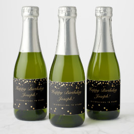 Black & Gold 70th Birthday Sparkling Vin Étiquette