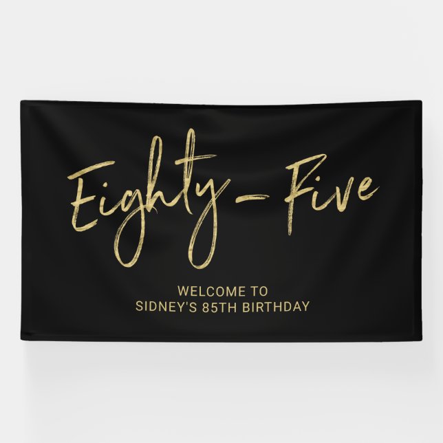 Black & Gold 85. Geburtstagsparty Begrüßungsbanner Banner (Horizontal)