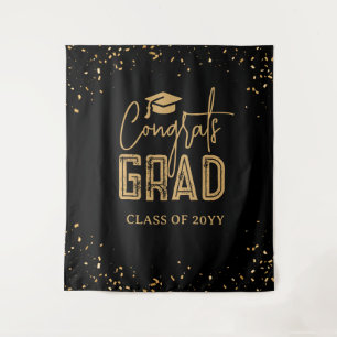 Black Gold Abschluss 2025 Foto Booth Tapestry Wandteppich