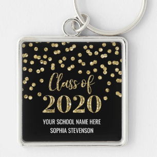Black Gold Abschluss Class 2020 Confetti Schlüsselanhänger