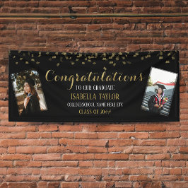 Black & Gold Abschluss Foto Glückwünsche Banner