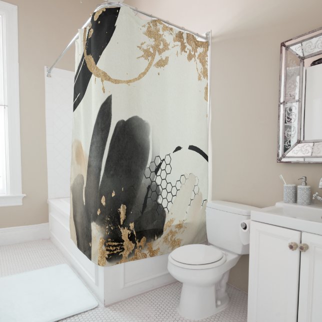 Black Gold Abstract Design Duschvorhang (Beispiel)