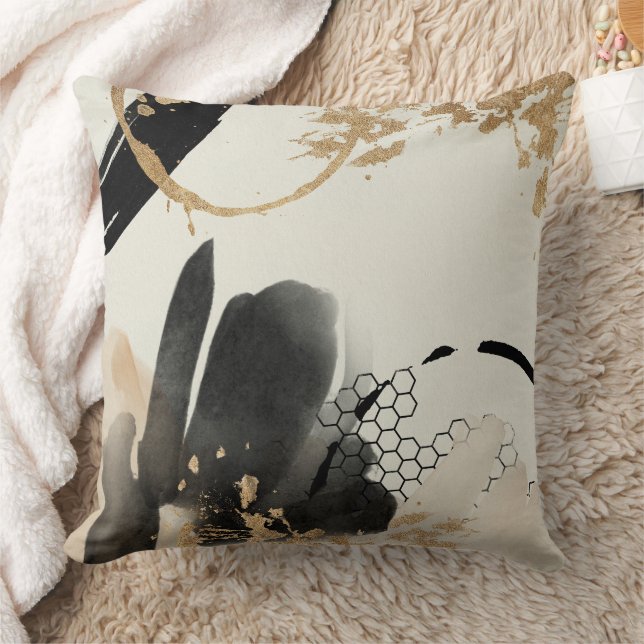 Black Gold Abstract Design Kissen (Decke)