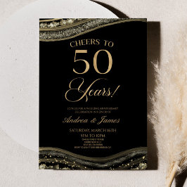Black Gold Agate 50-jähriges Party zum Hochzeitsta Einladung