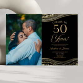 Black Gold Agate 50-jähriges Party zum Hochzeitsta Einladung