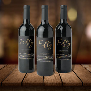 Black Gold Agate 50e Anniversaire Étiquette de vin