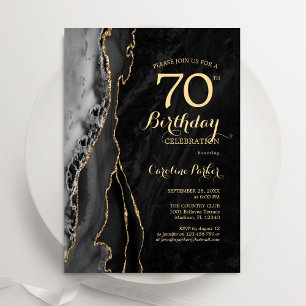 Black Gold Agate 70. Geburtstag Einladung