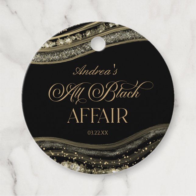 Black Gold Agate All Black Affair Birthday Party Geschenkanhänger (Vorderseite)