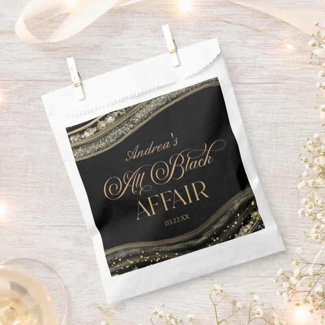Black Gold Agate All Black Affair Birthday Party Geschenktütchen (Ausgeschnitten)