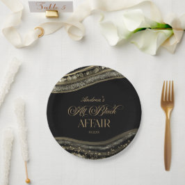 Black Gold Agate All Black Affair Birthday Party Pappteller