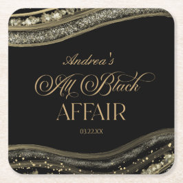 Black Gold Agate All Black Affair Birthday Party Rechteckiger Pappuntersetzer