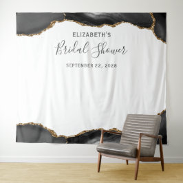 Black Gold Agate Brautparty Foto Booth Wandteppich