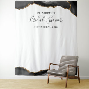Black Gold Agate Brautparty Foto Booth Wandteppich