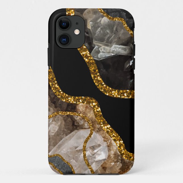 Black & Gold Agate Geode Case-Mate iPhone Hülle (Rückseite)