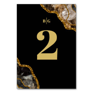Black & Gold Agate Geode Glitzer Hochzeit Tischnummer