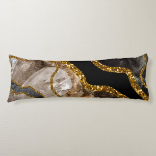 Black & Gold Agate Geode Glitzer Seitenschläferkissen