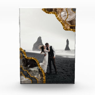 Black & Gold Agate Geode Glitzer Wedding Foto