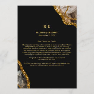 Black & Gold Agate Geode Wedding Willkommensreise Programm