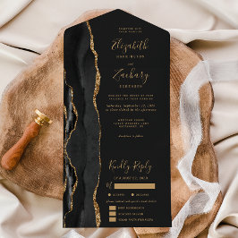 Black Gold Agate Meal Optionen Dunkle Hochzeit All In One Einladung