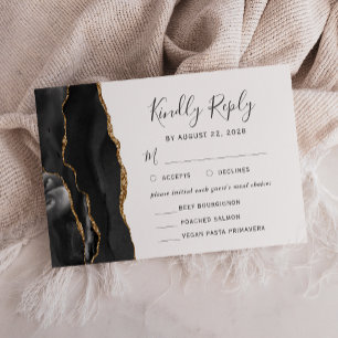 Black Gold Agate Meetings Optionen Hochzeitsrameka RSVP Karte