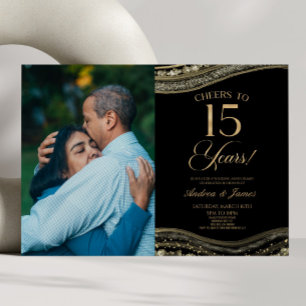 Black Gold Agate Party zum 15. Hochzeitstag Einladung