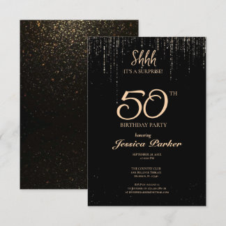 Black Gold Agate Überraschung 50. Geburtstag Einladung