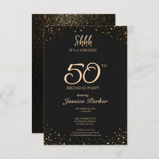 Black Gold Agate Überraschung 50. Geburtstag Einladung