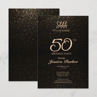Black Gold Agate Überraschung 50. Geburtstag Einladung