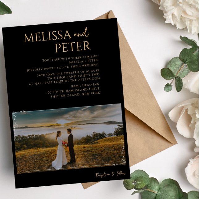 Black Gold Alkoholtink Foto Einladung Hochzeit (Von Creator hochgeladen)