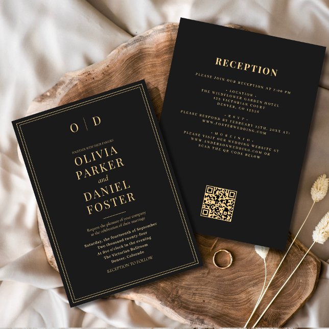Black Gold All in One QR Code Hochzeit Einladung (Von Creator hochgeladen)