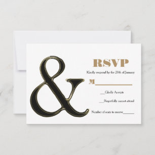 Black & Gold Ampersand Moderne schicke Hochzeit RS RSVP Karte