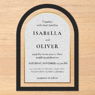 Black gold and white simplistic wedding acryleinladungen