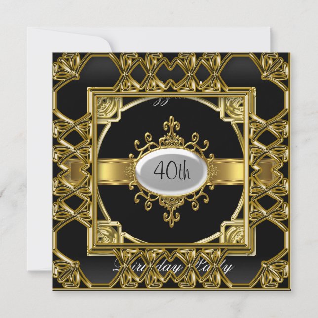 Black Gold Anniversaire de fête Invitation Black G (Devant)