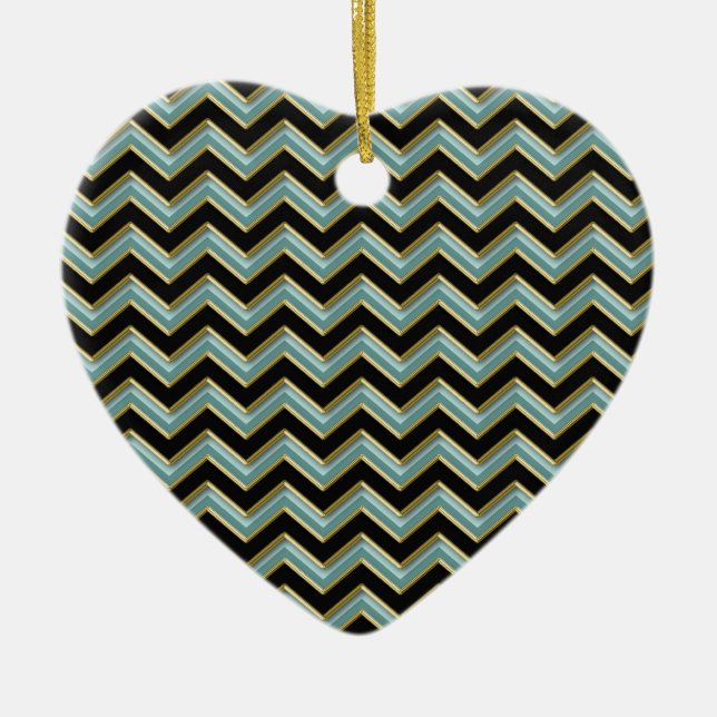 Black Gold Aquamarin ZigZag Keramikornament (Vorne)