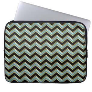 Black Gold Aquamarin ZigZag Laptopschutzhülle