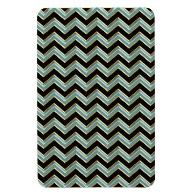 Black Gold Aquamarin ZigZag Magnet (Vertikal)