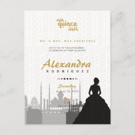 Black & Gold Arabian Quinceñera Foto Postkarte