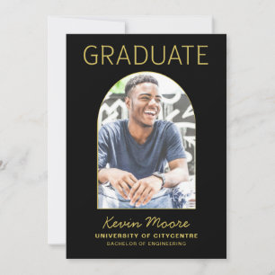 Black Gold Arch Photo Graduation Invitation