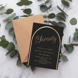 Black Gold Arch Skript Luxus 70. Geburtstag Einladung