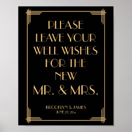 Black Gold Art Deco Gatsby Gästebuch signieren 8x1