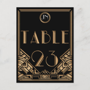 Black Gold Art Deco Gatsby Stil Tisch Nummer 23 Postkarte
