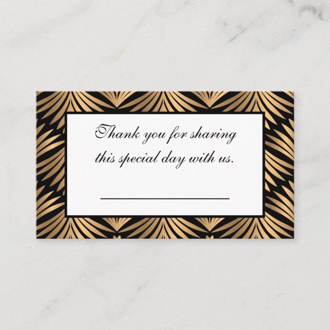Black Gold Art Deco Gatsby Wedding Danke Party Platzkarte (Vorderseite)